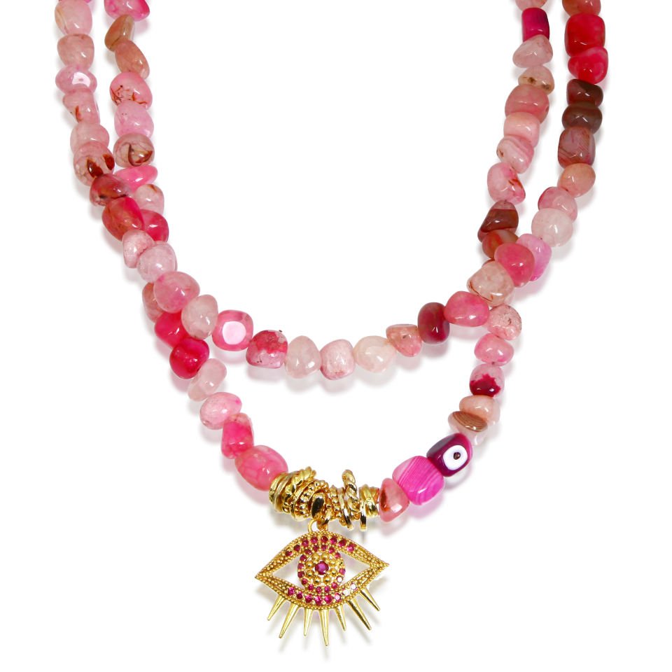 PINK STONE EYE NECKLACE