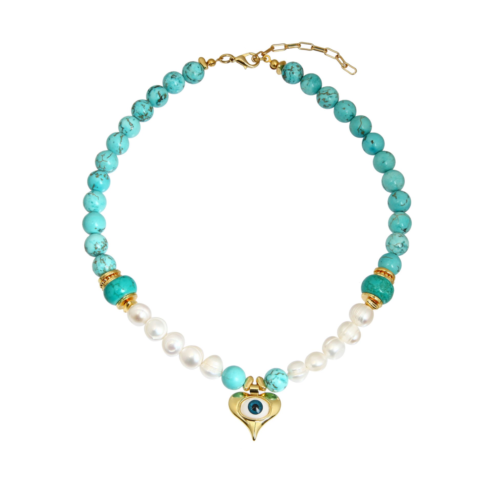 TURQUOISE PEARL HEART  NECKLACE