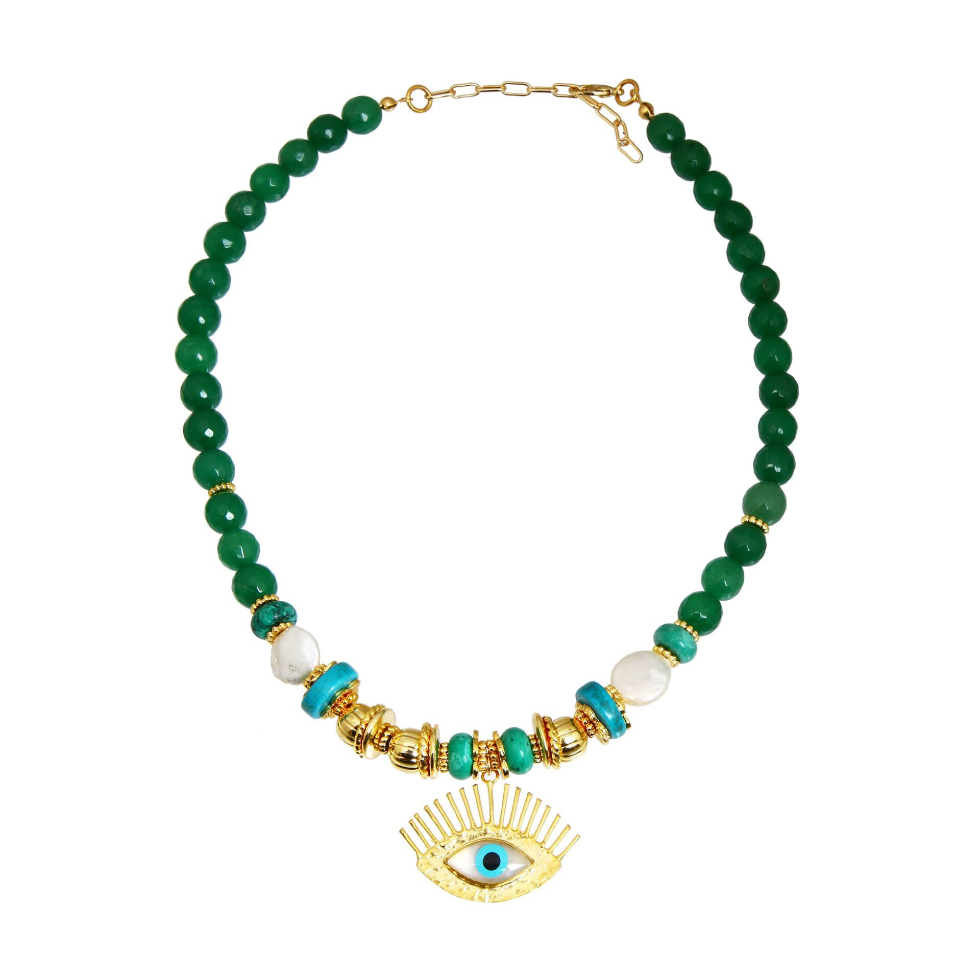 GREEN NATURAL EYE NECKLACE