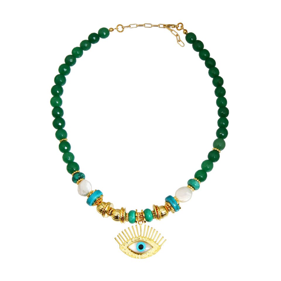 GREEN NATURAL EYE NECKLACE