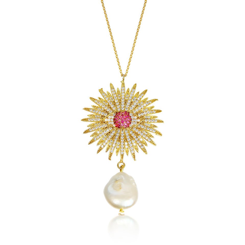 GLARE OF PINK EYE NECKLACE