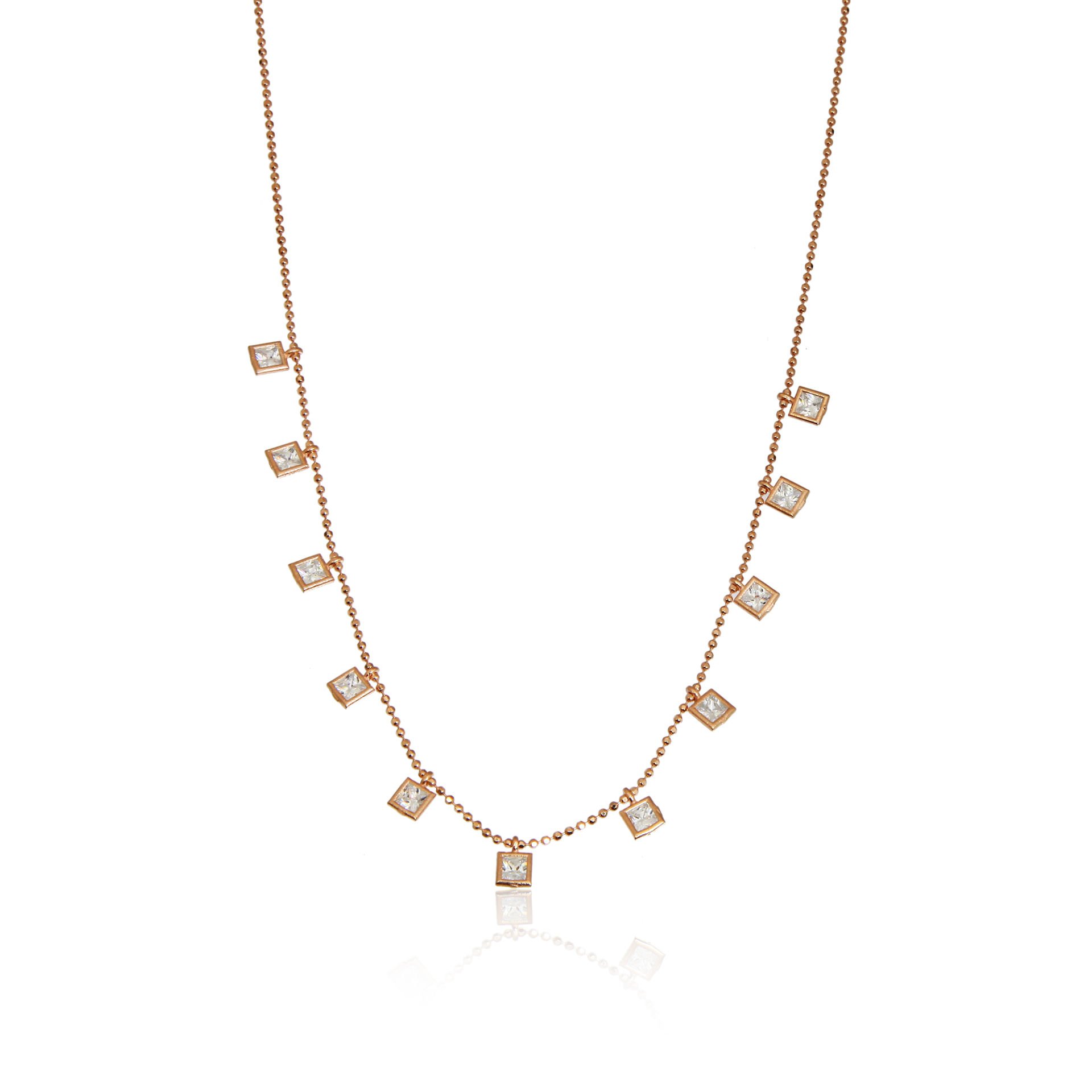 SQUARED BALL CHAIN (ROSE GOLD)