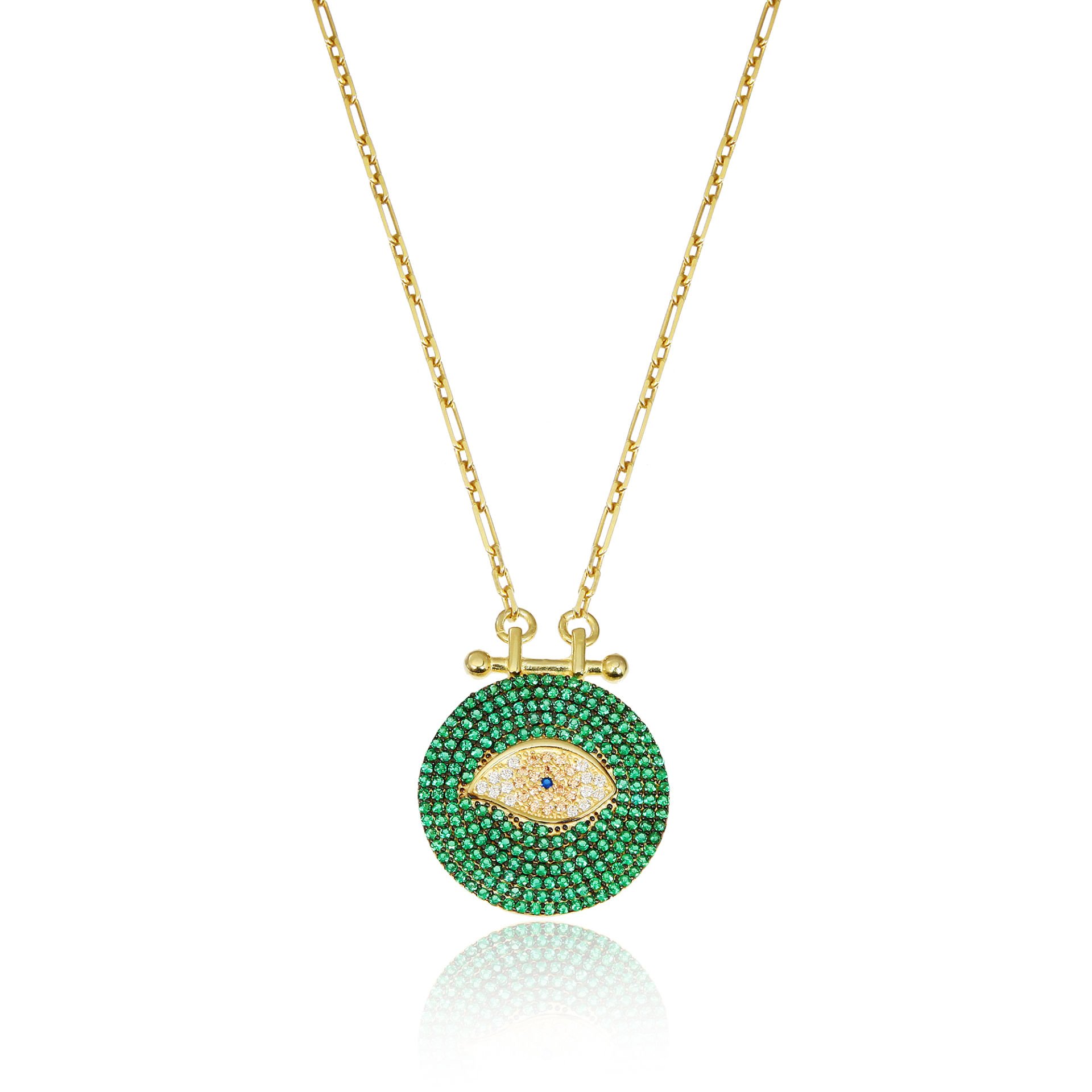GREEN EYE MEDALLION