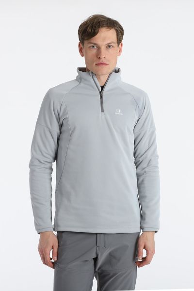 Climbolic Dali Yarım Fermuarlı Polar Sweat Açık Gri - 3XL