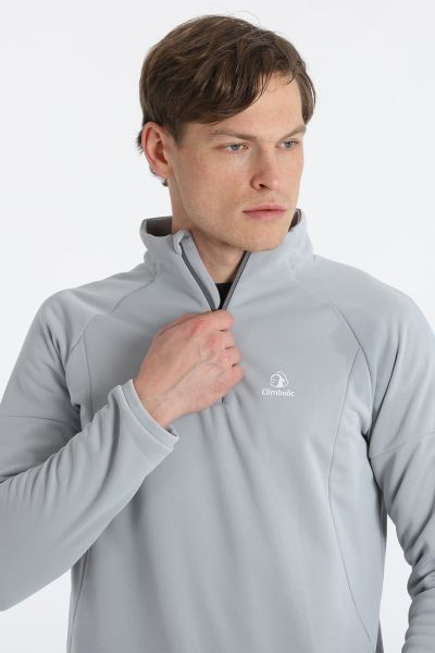 Climbolic Dali Yarım Fermuarlı Polar Sweat Açık Gri - 3XL
