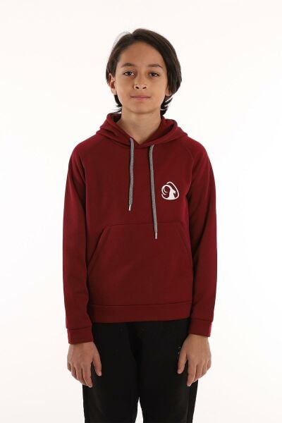 Climbolic Wave Çocuk Kapuşonlu Sweat Bordo - 12 YAŞ