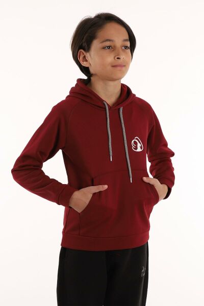 Climbolic Wave Çocuk Kapuşonlu Sweat Bordo - 12 YAŞ