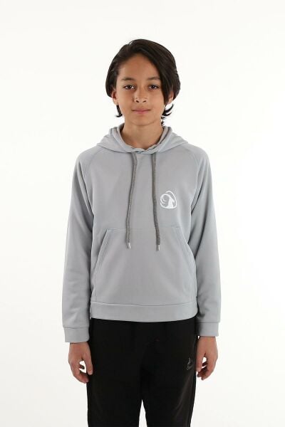 Climbolic Wave Çocuk Kapuşonlu Sweat Açık Gri - 08 YAŞ