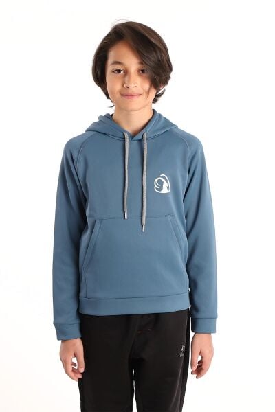 Climbolic Wave Çocuk Kapuşonlu Sweat İndigo - 08 YAŞ