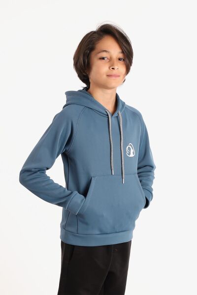 Climbolic Wave Çocuk Kapuşonlu Sweat İndigo - 08 YAŞ