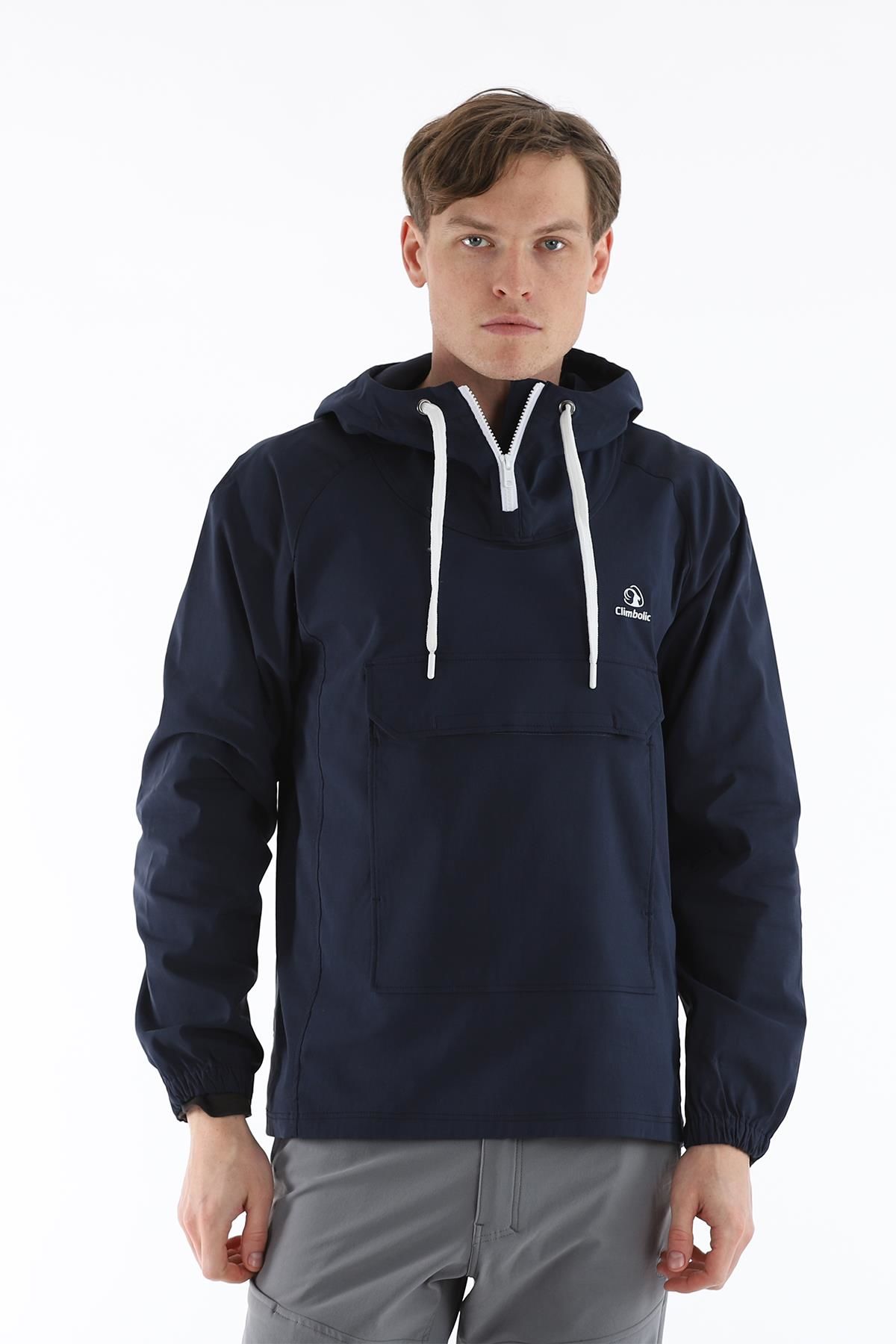 Climbolic Kanguru Kapüşonlu Erkek Rüzgarlık Lacivert - 2XL