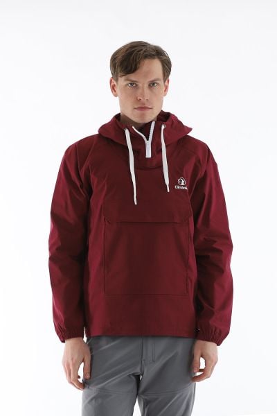 Climbolic Kanguru Kapüşonlu Erkek Rüzgarlık Bordo - 3XL