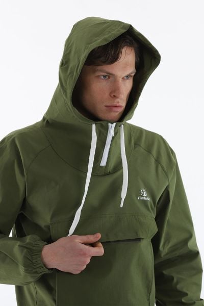 Climbolic Kanguru Kapüşonlu Erkek Rüzgarlık Olive - 2XL