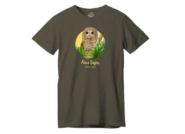 Climbolic Fancy Birds Bisiklet Yaka T-shirt Haki - XL