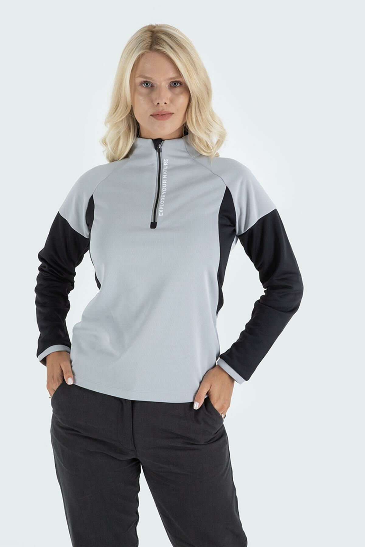 Climbolic Onyx Outdoor Polar Sweat Açık Gri Siyah - L