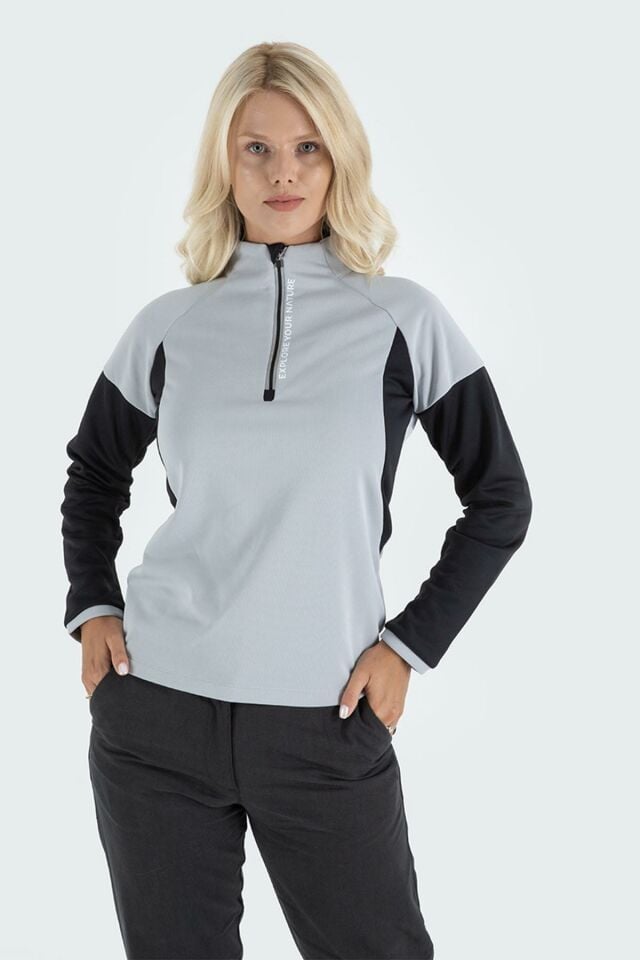 Climbolic Onyx Outdoor Polar Sweat Açık Gri Siyah - L