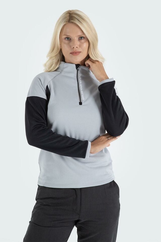 Climbolic Onyx Outdoor Polar Sweat Açık Gri Siyah - L