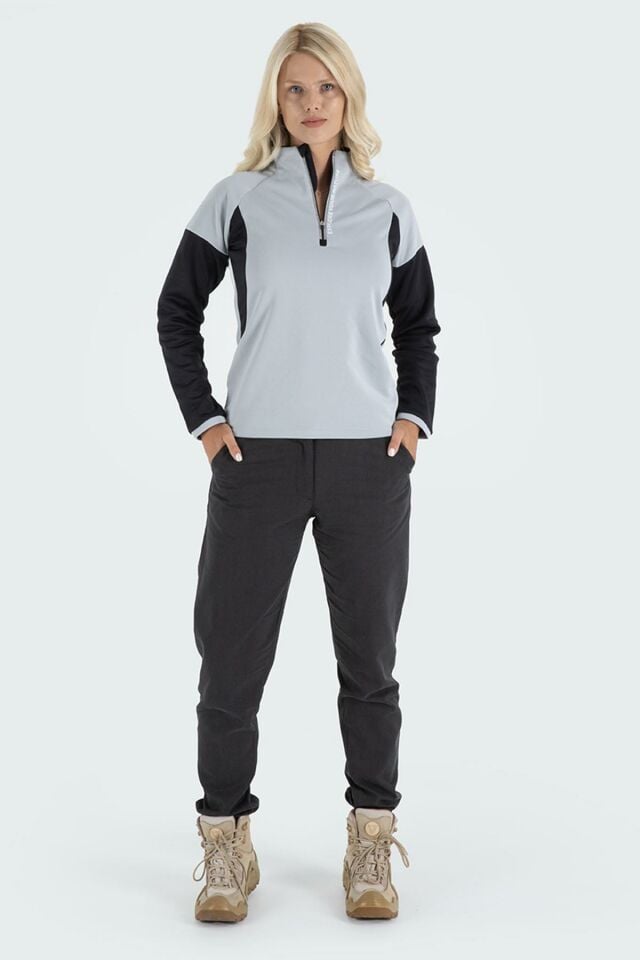 Climbolic Onyx Outdoor Polar Sweat Açık Gri Siyah - L