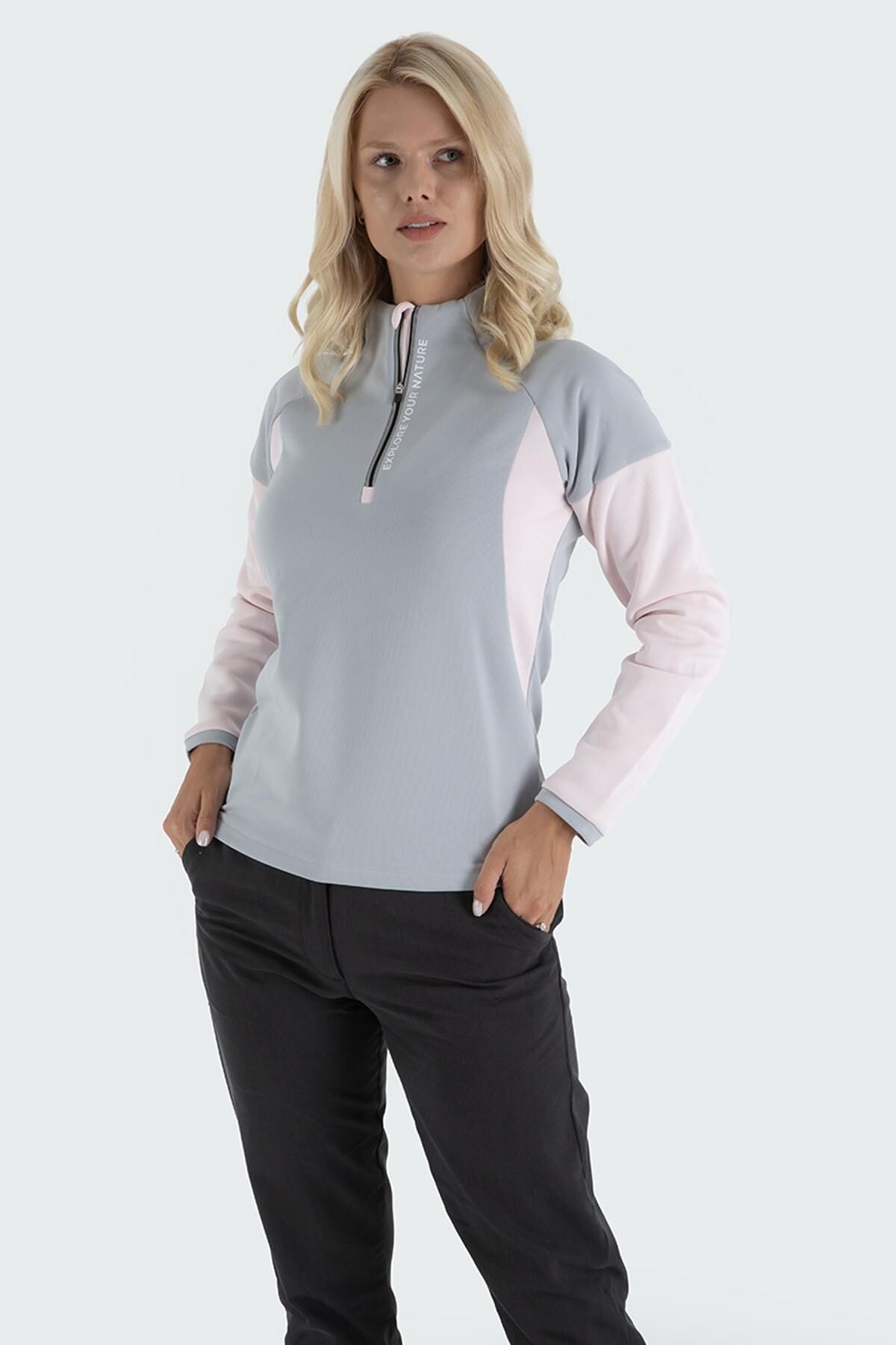 Climbolic Onyx Outdoor Polar Sweat Açık Gri Pembe - XL