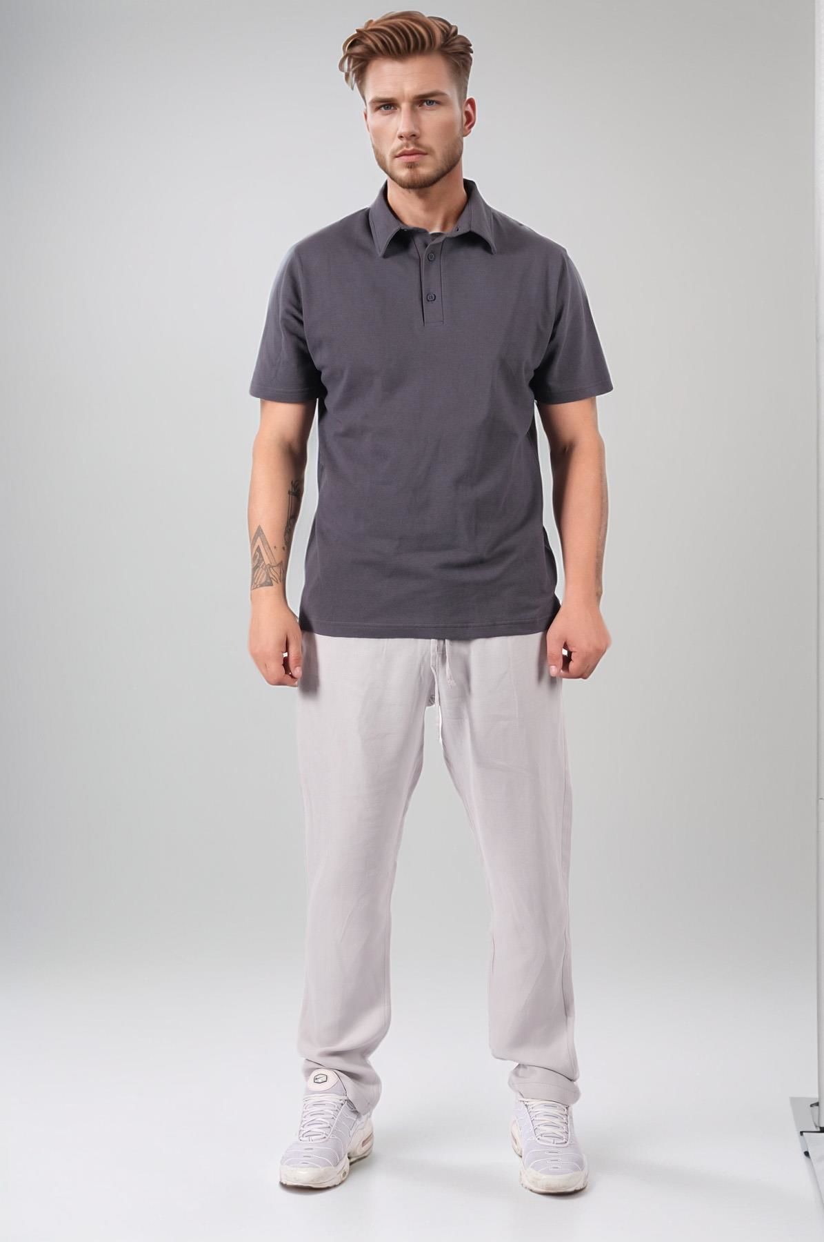 Climbolic Polo Yaka Erkek T-Shirt Açık Gri - XL