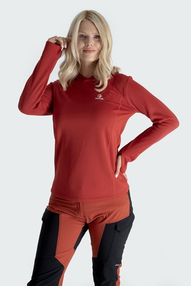 Climbolic Jade Kapüşonlu Polar Sweat Kırmızı - XL