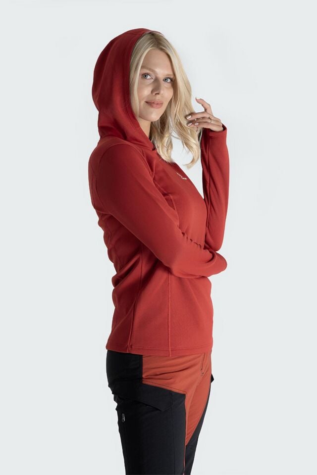 Climbolic Jade Kapüşonlu Polar Sweat Kırmızı - XL