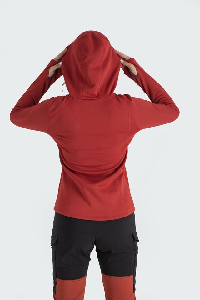 Climbolic Jade Kapüşonlu Polar Sweat Kırmızı - XL