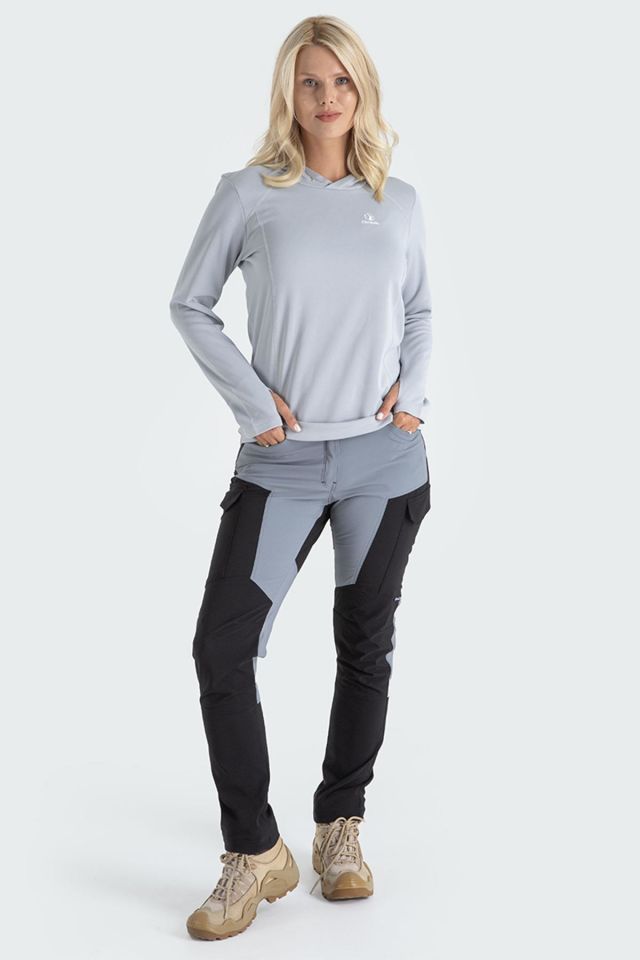 Climbolic Jade Kapüşonlu Polar Sweat Açık Gri - XL