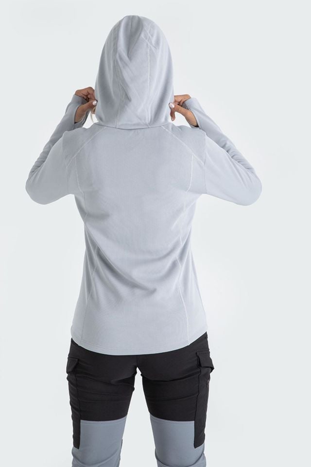 Climbolic Jade Kapüşonlu Polar Sweat Açık Gri - XL