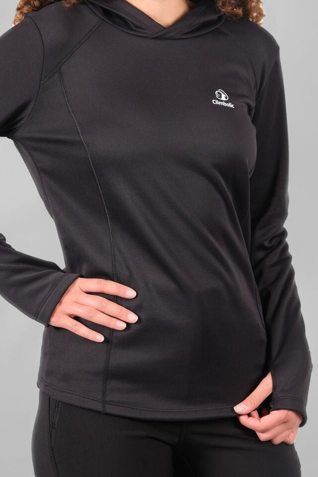 Climbolic Jade Kapüşonlu Polar Sweat Siyah - XL