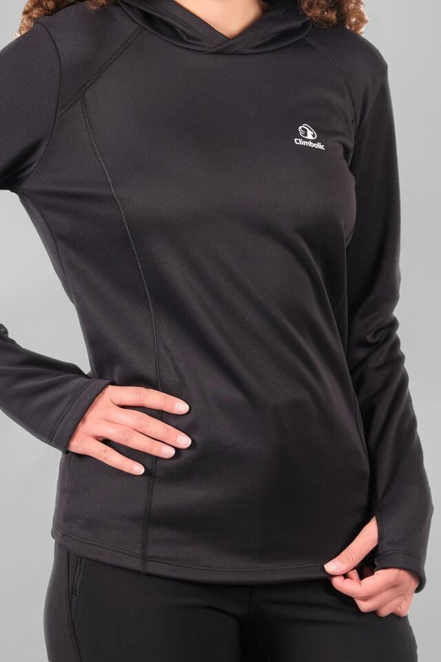 Climbolic Jade Kapüşonlu Polar Sweat Siyah - XL