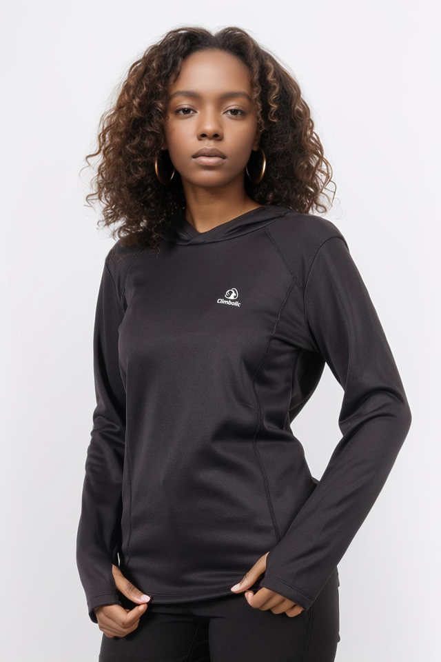 Climbolic Jade Kapüşonlu Polar Sweat Siyah - XL