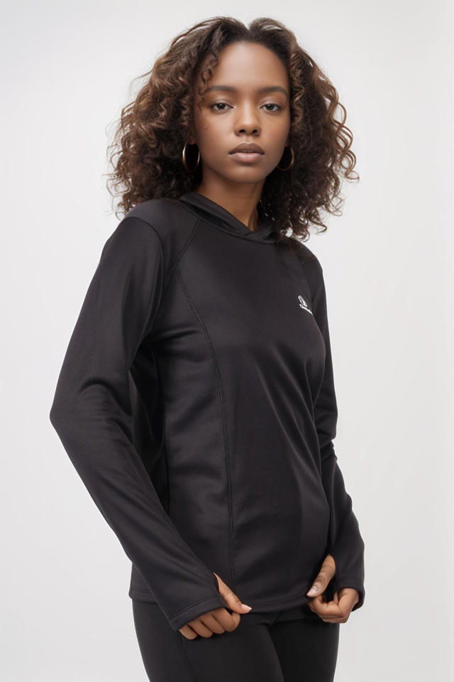 Climbolic Jade Kapüşonlu Polar Sweat Siyah - XL