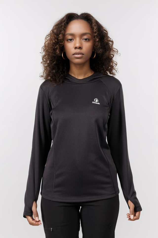 Climbolic Jade Kapüşonlu Polar Sweat Siyah - XL