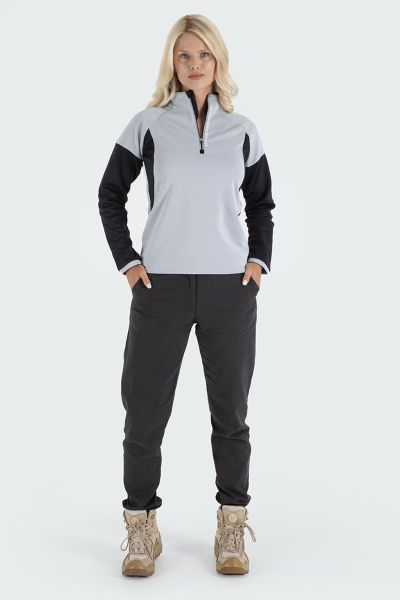 Climbolic Onyx Outdoor Polar Sweat Açık Gri Siyah - XL