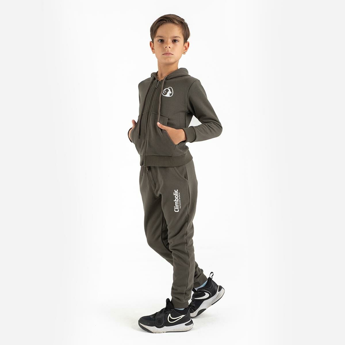 Climbolic Talc Kapüşonlu Çocuk Sweat Haki - 08 YAŞ