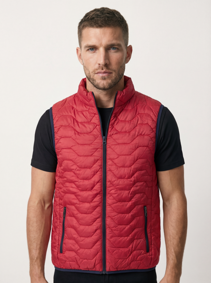 Climbolic 5253 Kapitone Erkek Yelek Kırmızı/İndigo - XL