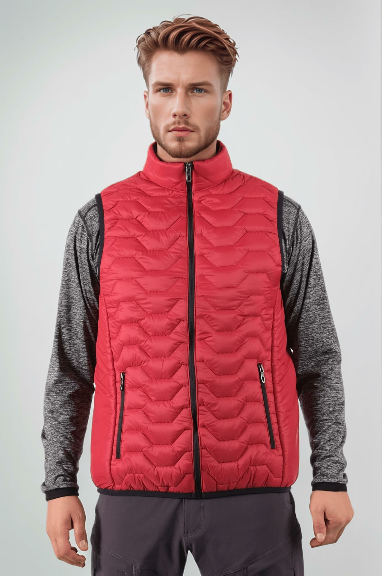 Climbolic 5253 Kapitone Erkek Yelek İndigo/Kırmızı - XL