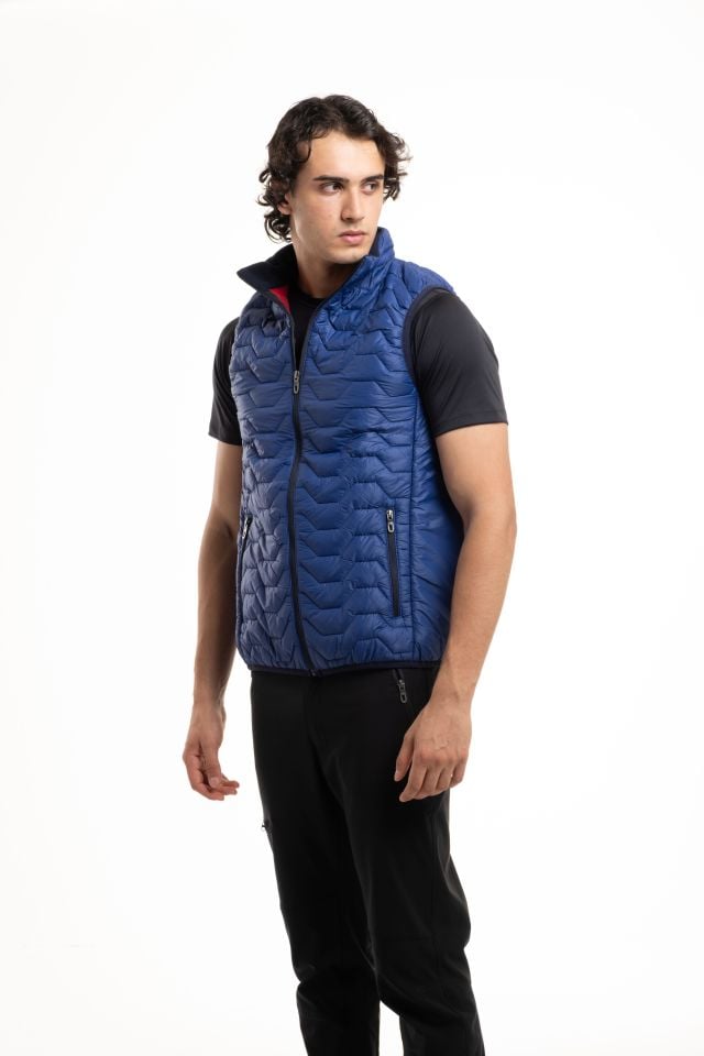 Climbolic 5253 Kapitone Erkek Yelek İndigo/Kırmızı - XL