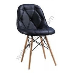 Eames Kapitone Ahşap Sandalye Kahve