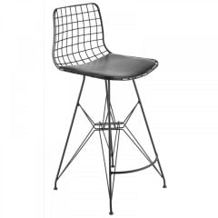 Kafes Tel Bar Sandalyesi Siyah 76 cm
