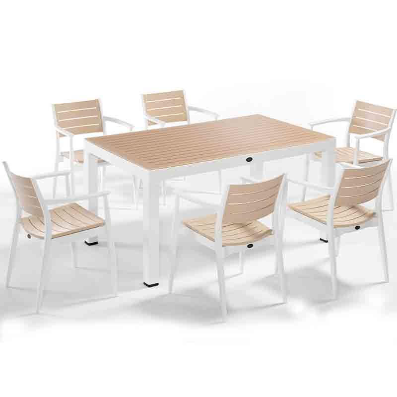 Salerno 6'lı Camlı Masa Sandalye Takımı Çöl Kahve Beyaz