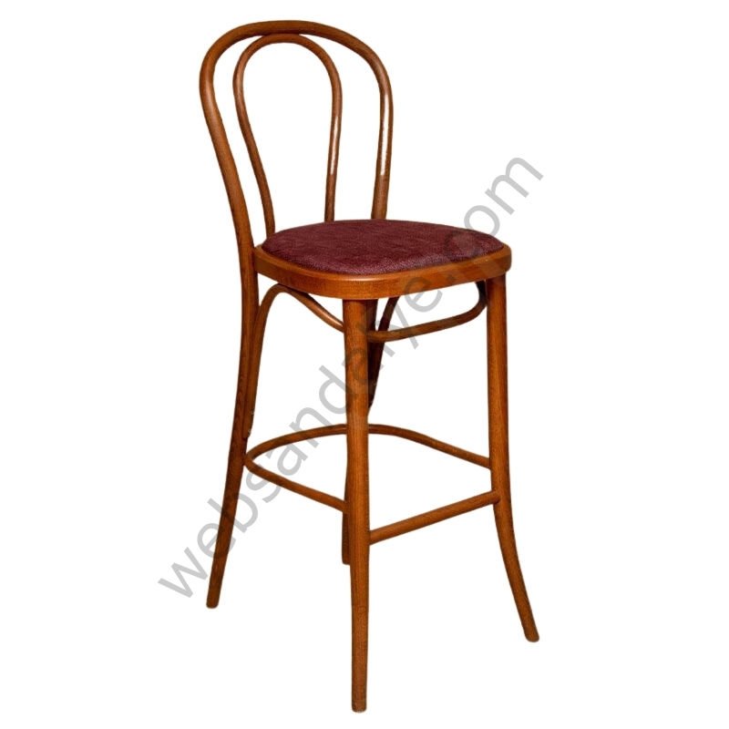 Gavis Bordo Döşemeli Thonet Ahşap Bar Sandalyesi Ceviz