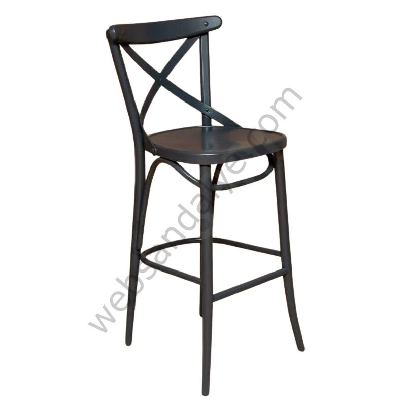 Aks Thonet Ahşap Bar Sandalyesi Antrasit