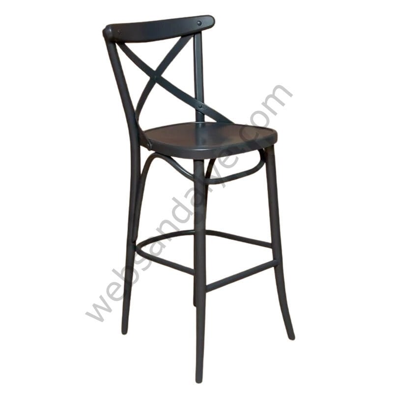 Aks Thonet Ahşap Bar Sandalyesi Antrasit