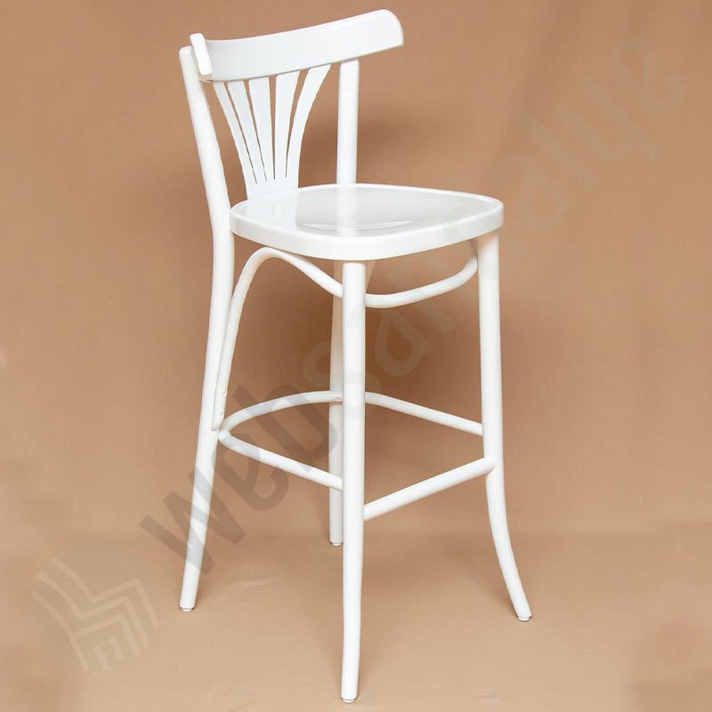 Aksen Thonet Ahşap Bar Sandalyesi Beyaz