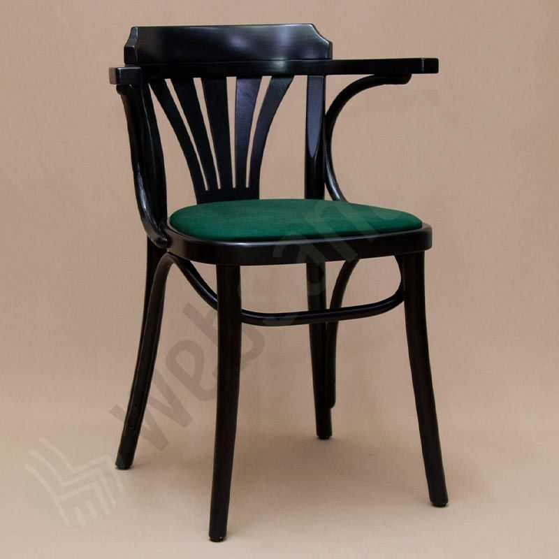 Bix Yeşil Döşemeli Thonet Ahşap Sandalye Siyah