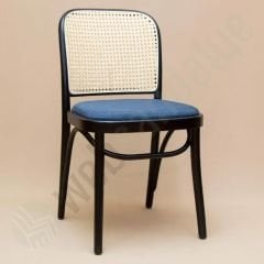 Jule Mavi Döşemeli Thonet Ahşap Sandalye Siyah