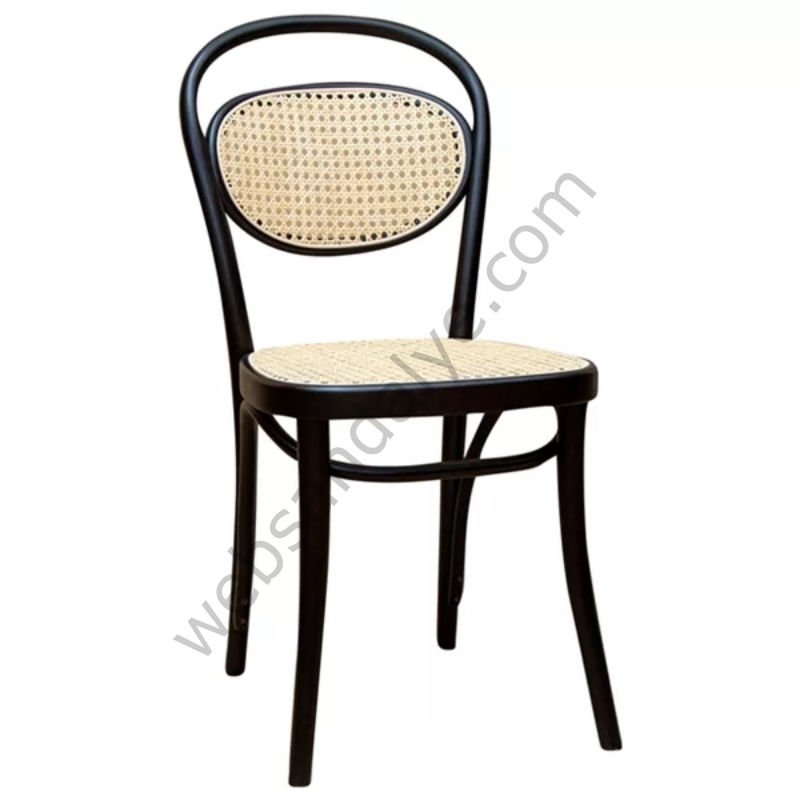 Helass Hasırlı Thonet Ahşap Sandalye Siyah