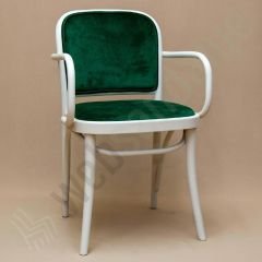 Hales Yeşil Döşemeli Thonet Ahşap Sandalye Beyaz